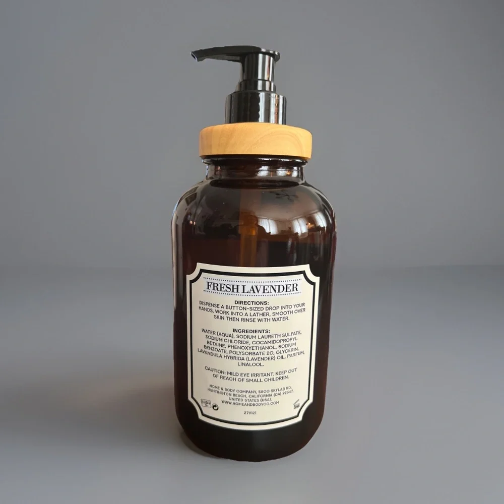 PREMIUM FRESH LAVENDER LIQUID HAND SOAP IN GLASS BOTTLE